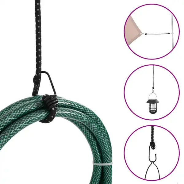 Helkurribaga bungee nöör konksudega, 25 tk, 46 cm, must – 6