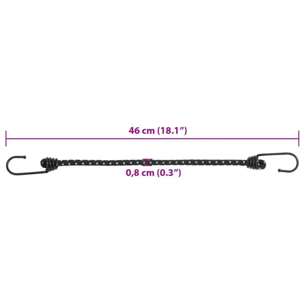 Helkurribaga bungee nöör konksudega, 25 tk, 46 cm, must – 7