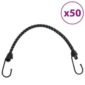 Helkurribaga bungee nöör konksudega, 50 tk, 38 cm, 50 kg