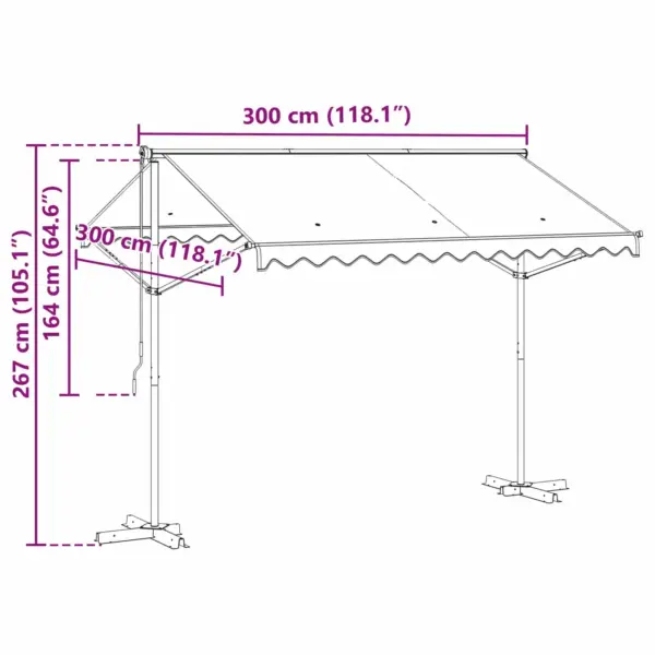 Iseseisev terrassivarikatus reguleeritava varjualaga, hall polüester, 3 x 3 m – 11