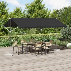 Iseseisev terrassivarikatus käsiväändaga, antratsiit, 4 x 3 m, polüester, terasraam