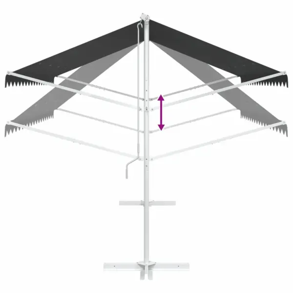 Iseseisev terrassivarikatus käsiväändaga, antratsiit, 4 x 3 m, polüester, terasraam – 9