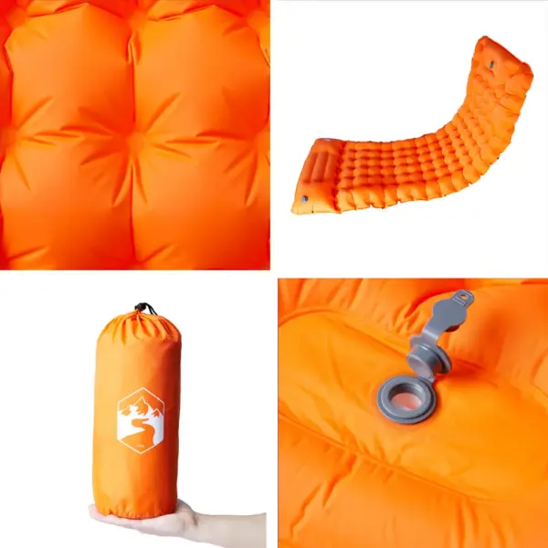 Isetäituv matkamadrats padja ja jalgpumbaga, 1 inimesele, oranž, 200 x 75 x 10,5 cm – 5