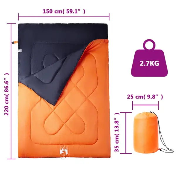 Kahekohaline 3–4 hooaja magamiskott patjadega, kaheseks jagatav, oranž/must, 220 x 150 cm – 5