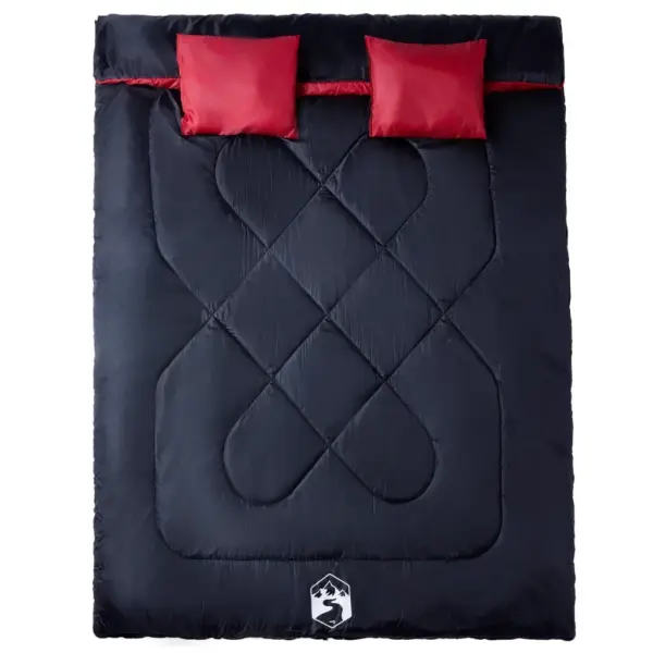 Kahekohaline 3–4 hooaja magamiskott patjadega, must/punane, 220 x 150 cm – 2