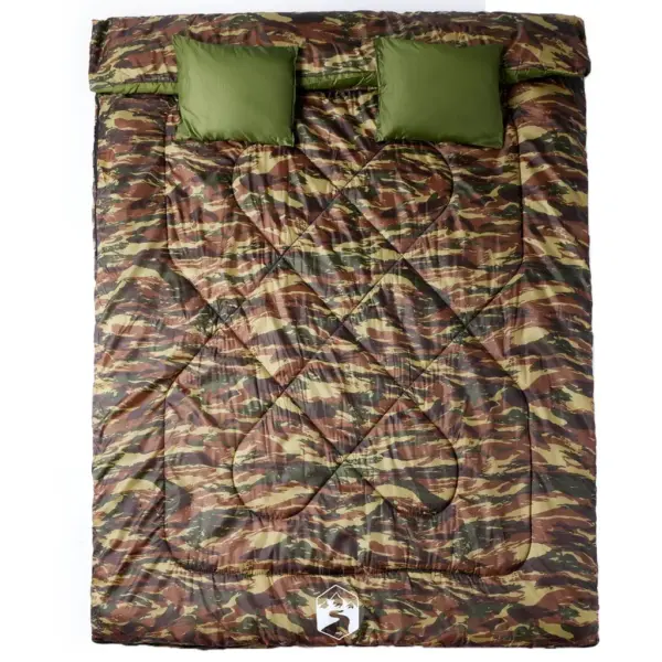 Kahekohaline magamiskott matkamiseks patjadega, kamuflaaž, 3-4 hooajaks, 220 x 150 cm, kandekotiga – 2