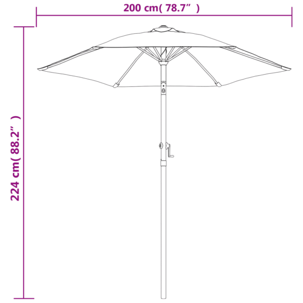 Kallutatav päikesevari vändaga, pruunikashall, tumehall alumiiniumvars, 200 x 224 cm – 8