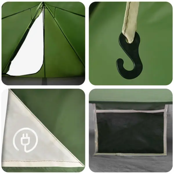 Kerge seljakotitelk 2 inimesele, roheline, 185T polüester PU-kattega, 225 x 130 x 142 cm – 9