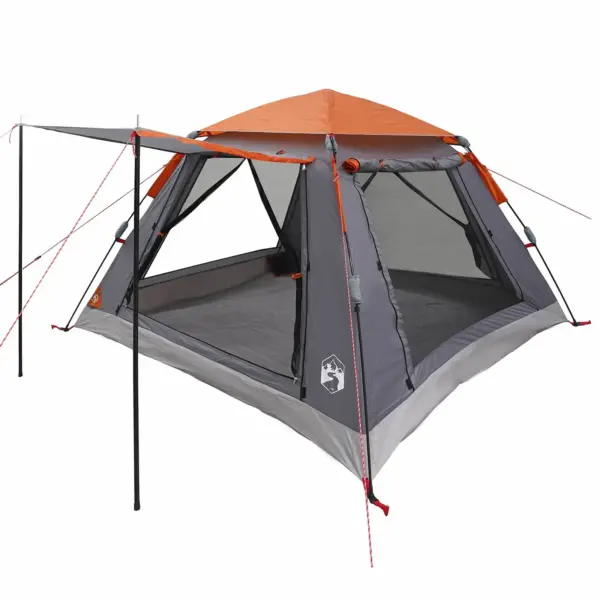 Kiirpaigaldusega 3-kohaline telk vihmakattega, hall/oranž 185T polüester, 205 x 205 x 143 cm – 4