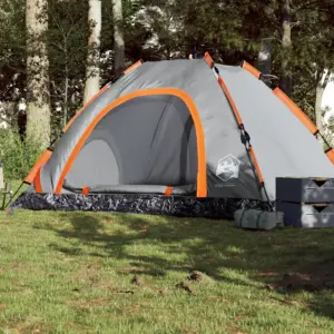 Kiirvabastusega 5–6 inimese kuppelmatkatelk, hall ja oranž, 300 x 300 x 185 cm
