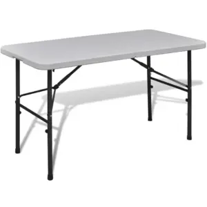 Kokkupandav aialaud kandekäepidemega, 122 x 60 x 74 cm, valge HDPE lauaplaat ja terasraam