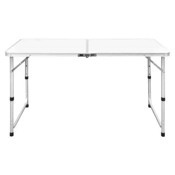 Kokkupandav reguleeritava kõrgusega matkalaud, alumiinium, valge, 120 x 60 cm - 2