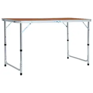 Kokkupandav matkalaud reguleeritava kõrgusega, alumiinium, 120 x 60 cm