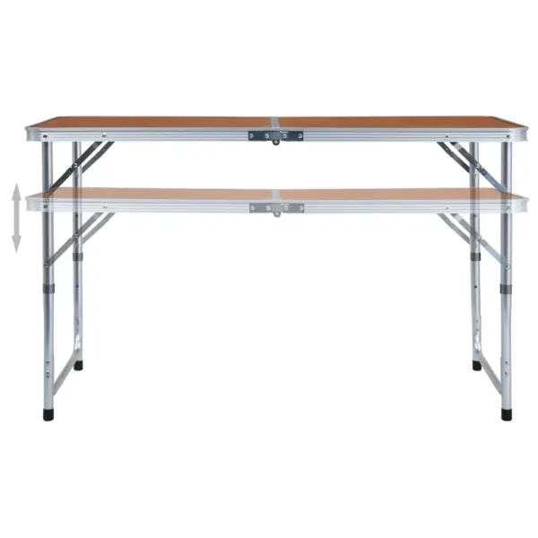 Kokkupandav matkalaud reguleeritava kõrgusega, alumiinium, 120 x 60 cm - 2