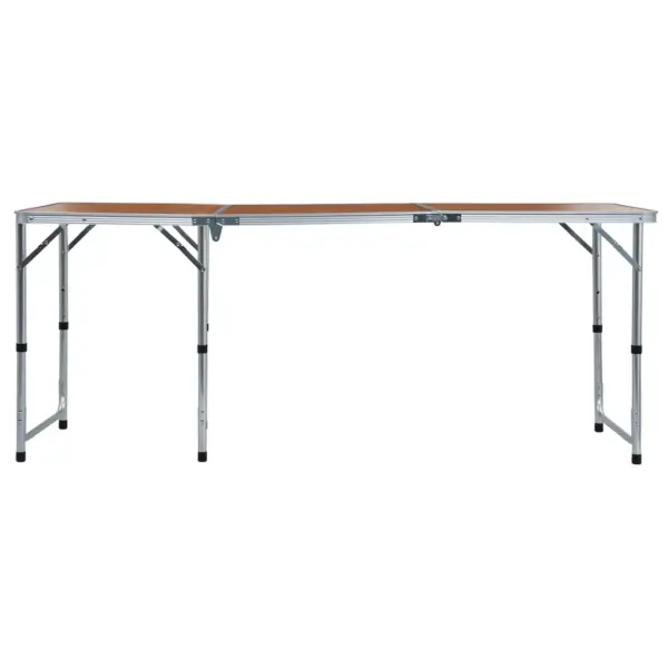 Kokkupandav alumiiniumist matkalaud reguleeritava kõrgusega, pruun MDF-plaadiga, 180 x 60 cm - 3