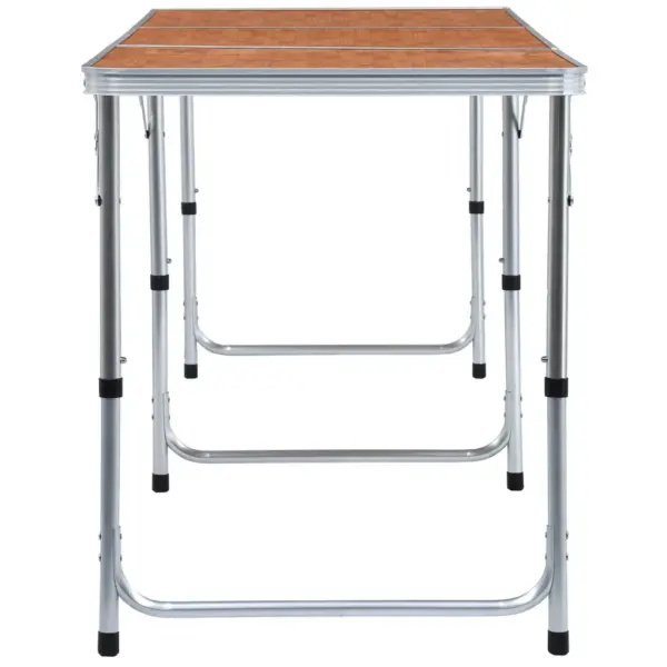 Kokkupandav alumiiniumist matkalaud reguleeritava kõrgusega, pruun MDF-plaadiga, 180 x 60 cm - 4