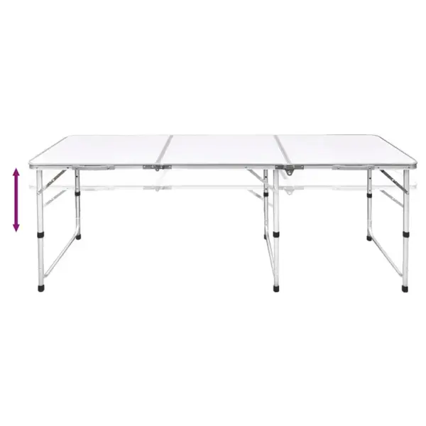Kokkupandav matkalaud reguleeritava kõrgusega, valge, 180 x 60 cm - 3