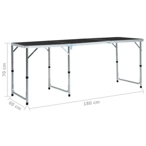 Kokkupandav reguleeritava kõrgusega matkalaud, hall, alumiinium ja MDF, 180 x 60 cm - 9
