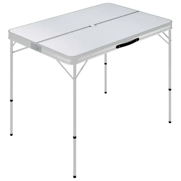 Kokkupandav matkalaud 2 pingiga, alumiinium, valge, 90 x 60 x 70 cm - 2