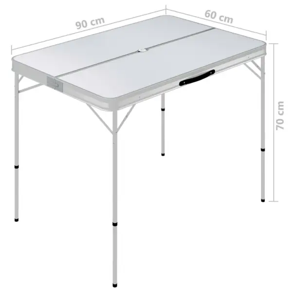 Kokkupandav matkalaud 2 pingiga, alumiinium, valge, 90 x 60 x 70 cm - 7
