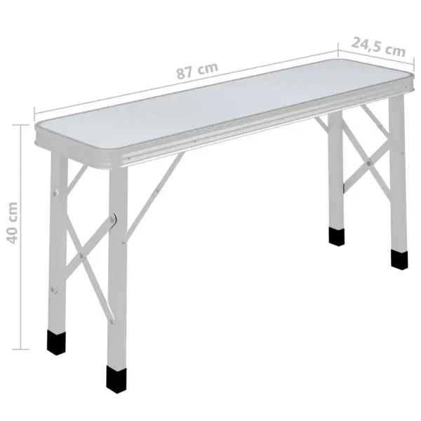 Kokkupandav matkalaud 2 pingiga, alumiinium, valge, 90 x 60 x 70 cm - 8