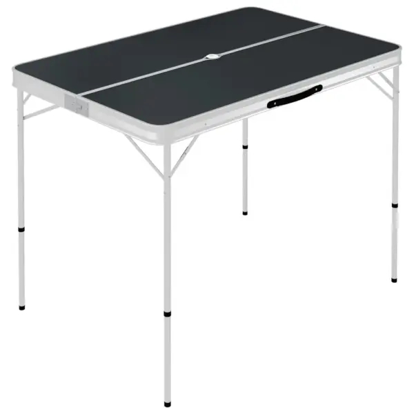 Kokkupandav matkalaud 2 pingiga, alumiinium ja MDF, hall ja hõbedane, 90 x 60 x 70 cm - 2