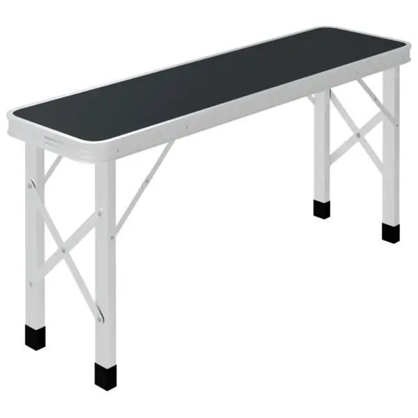 Kokkupandav matkalaud 2 pingiga, alumiinium ja MDF, hall ja hõbedane, 90 x 60 x 70 cm - 6