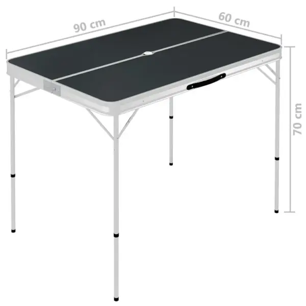 Kokkupandav matkalaud 2 pingiga, alumiinium ja MDF, hall ja hõbedane, 90 x 60 x 70 cm - 7