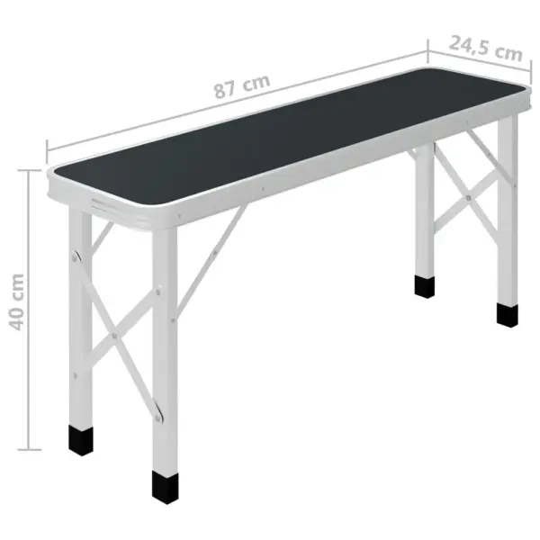 Kokkupandav matkalaud 2 pingiga, alumiinium ja MDF, hall ja hõbedane, 90 x 60 x 70 cm - 8