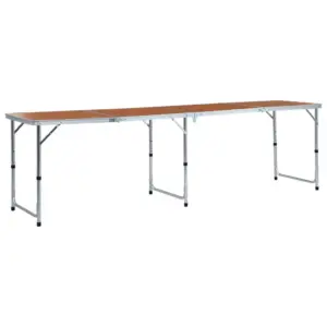 Kokkupandav matkalaud reguleeritava kõrgusega, alumiinium/MDF, 240 x 60 cm