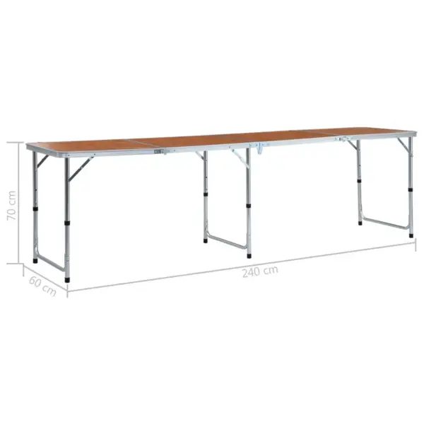 Kokkupandav matkalaud reguleeritava kõrgusega, alumiinium/MDF, 240 x 60 cm - 9