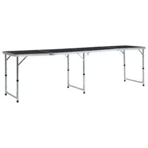 Kokkupandav matkalaud reguleeritava kõrgusega, hall alumiinium, 240 x 60 cm