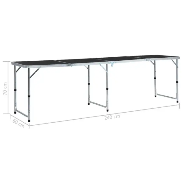 Kokkupandav matkalaud reguleeritava kõrgusega, hall alumiinium, 240 x 60 cm - 9