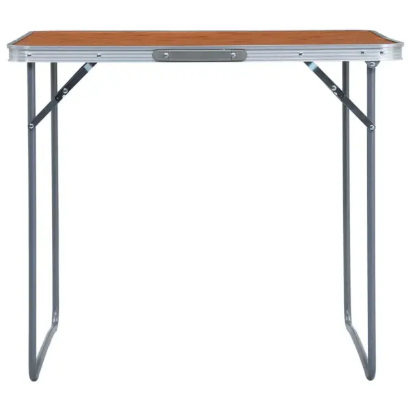 Kokkupandav matkalaud käepidemega, pruun MDF lauaplaat, alumiiniumraam, 80 x 60 cm – 2