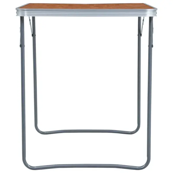 Kokkupandav matkalaud käepidemega, pruun MDF lauaplaat, alumiiniumraam, 80 x 60 cm – 4