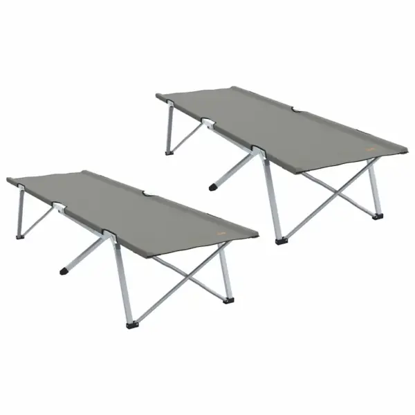 Kokkupandav telkimisvoodi, 2 tk, hall, Oxford-kangas ja terasraam, 194 x 62,5 x 42,5 cm – 2