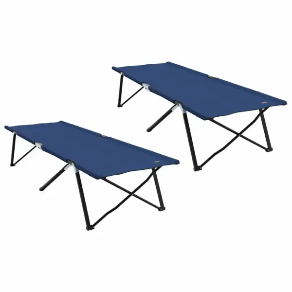 Kokkupandav telkimisvoodi, 2 tk, sinine, Oxford-kangas ja teras, 206 x 76 x 47 cm – 2