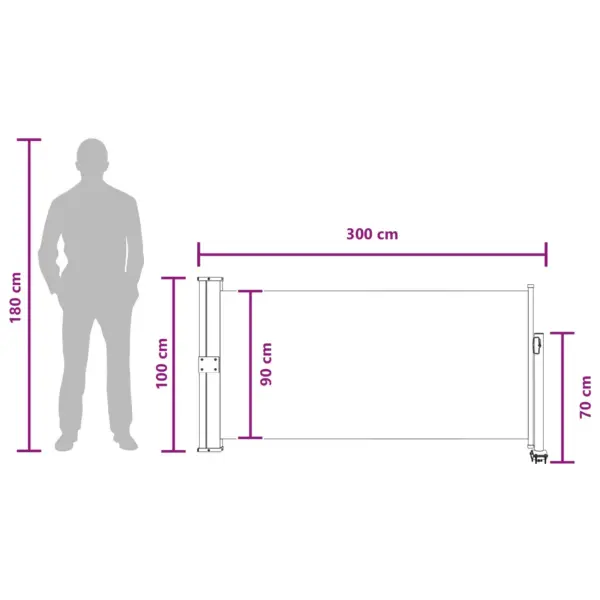 Kokkupandav terrassi külgmarkiis privaatsuse ja tuulekaitsega, 100% polüester, terasraam, kuni 300 cm – 8