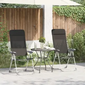 Kokkupandavad reguleeritavad matkatoolid polsterdatud peatoega, 2 tk, must, alumiinium, 57 x 73,5 x 111 cm
