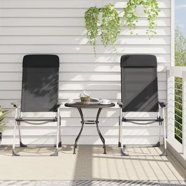 Kokkupandavad reguleeritavad matkatoolid polsterdatud peatoega, 2 tk, must, alumiinium, 57 x 73,5 x 111 cm - 3