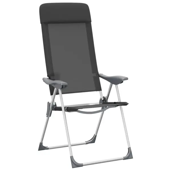 Kokkupandavad reguleeritavad matkatoolid polsterdatud peatoega, 2 tk, must, alumiinium, 57 x 73,5 x 111 cm - 4