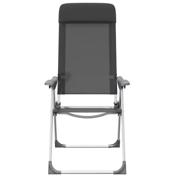 Kokkupandavad reguleeritavad matkatoolid polsterdatud peatoega, 2 tk, must, alumiinium, 57 x 73,5 x 111 cm - 5