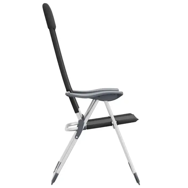 Kokkupandavad reguleeritavad matkatoolid polsterdatud peatoega, 2 tk, must, alumiinium, 57 x 73,5 x 111 cm - 6