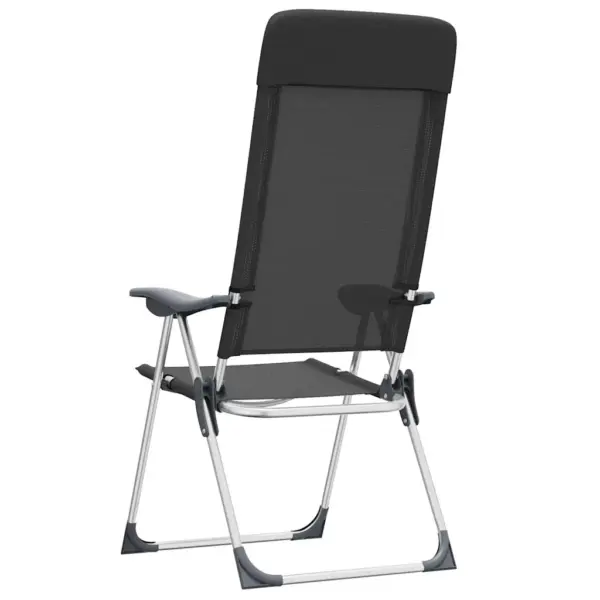 Kokkupandavad reguleeritavad matkatoolid polsterdatud peatoega, 2 tk, must, alumiinium, 57 x 73,5 x 111 cm - 7