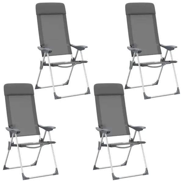 Kokkupandavad reguleeritavad matkatoolid polsterdatud peatoega, 4 tk, hall, anodeeritud alumiiniumraam, 57 x 73,5 x 111 cm - 2