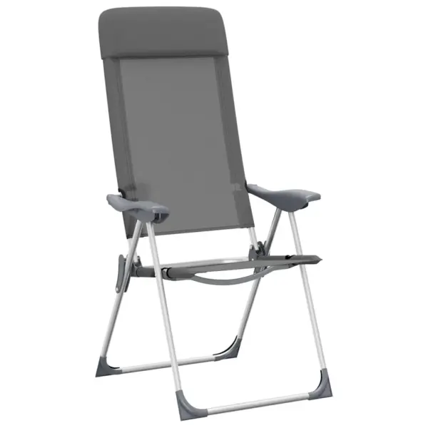 Kokkupandavad reguleeritavad matkatoolid polsterdatud peatoega, 4 tk, hall, anodeeritud alumiiniumraam, 57 x 73,5 x 111 cm - 4