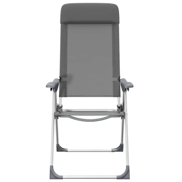 Kokkupandavad reguleeritavad matkatoolid polsterdatud peatoega, 4 tk, hall, anodeeritud alumiiniumraam, 57 x 73,5 x 111 cm - 5