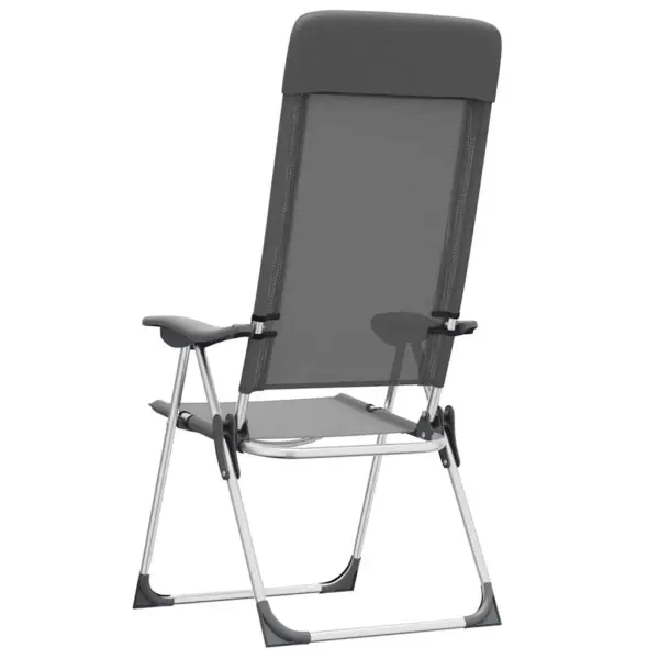 Kokkupandavad reguleeritavad matkatoolid polsterdatud peatoega, 4 tk, hall, anodeeritud alumiiniumraam, 57 x 73,5 x 111 cm - 7