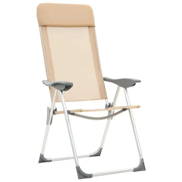 Kokkupandavad reguleeritavad matkatoolid polsterdatud peatoega, 4 tk, kreemjasvalge, anodeeritud alumiinium, 57 x 73,5 x 111 cm - 3