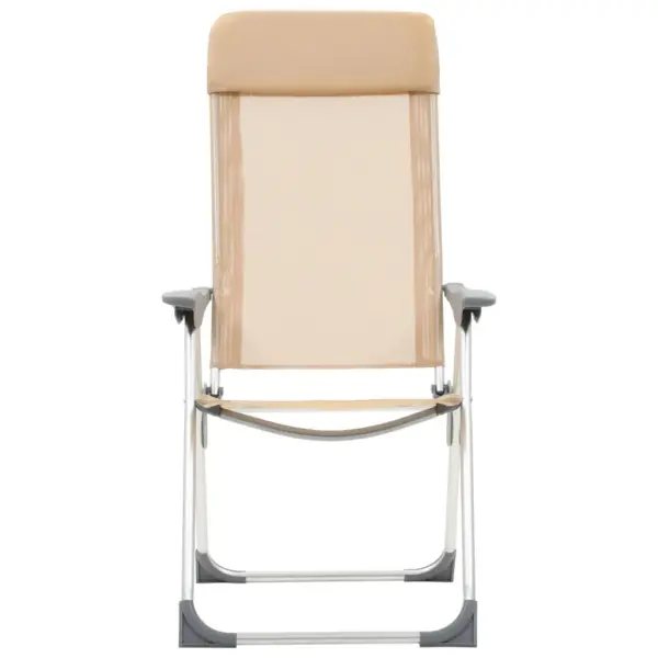 Kokkupandavad reguleeritavad matkatoolid polsterdatud peatoega, 4 tk, kreemjasvalge, anodeeritud alumiinium, 57 x 73,5 x 111 cm - 4